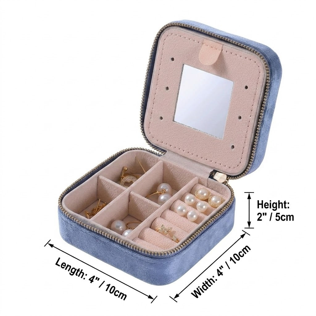 Personalized Birth Flower Velvet Jewelry Box – Custom Name Travel Jewelry Case for Women
