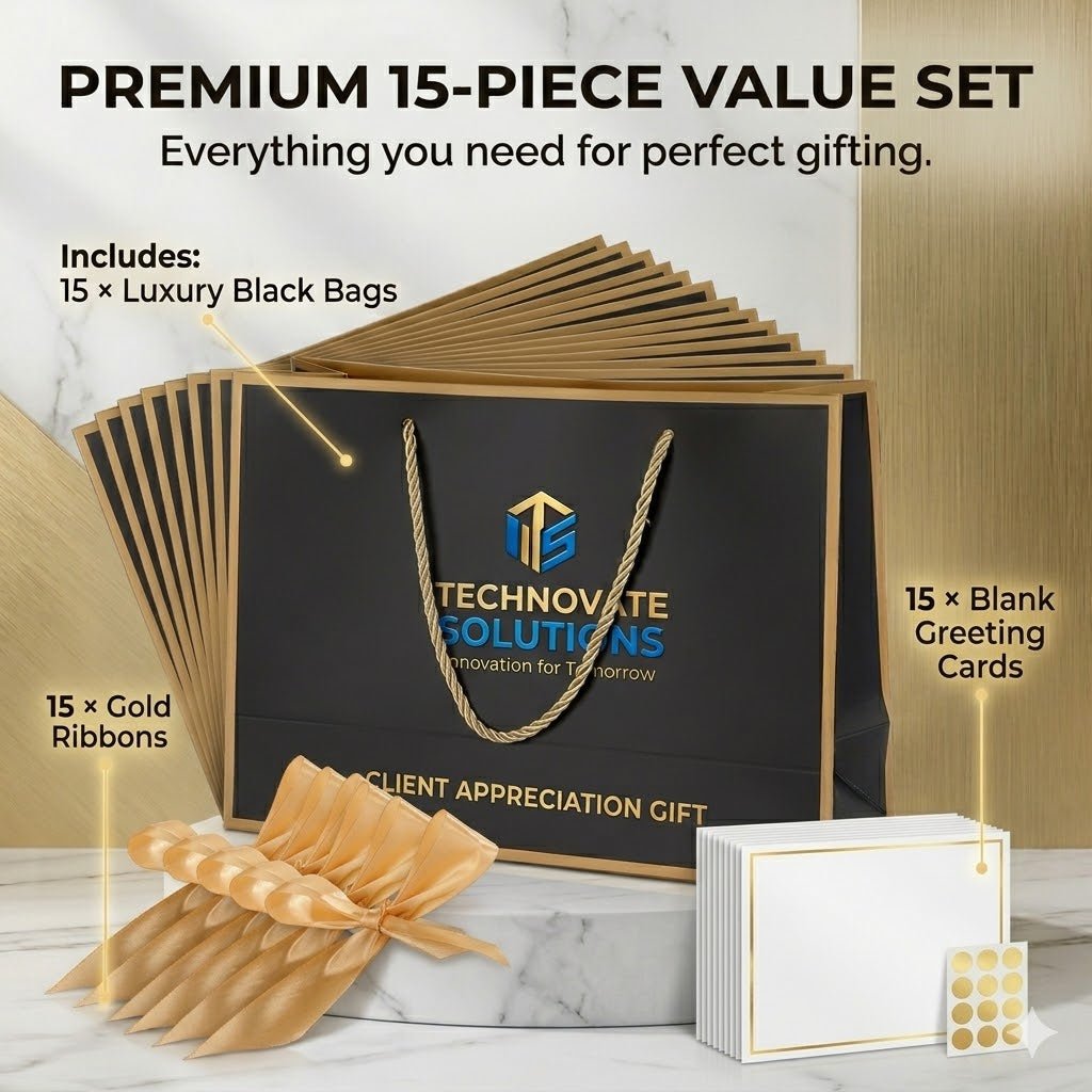15 Pack Personalized Gift Bags with Ribbon – Custom Photo, Logo or Text
