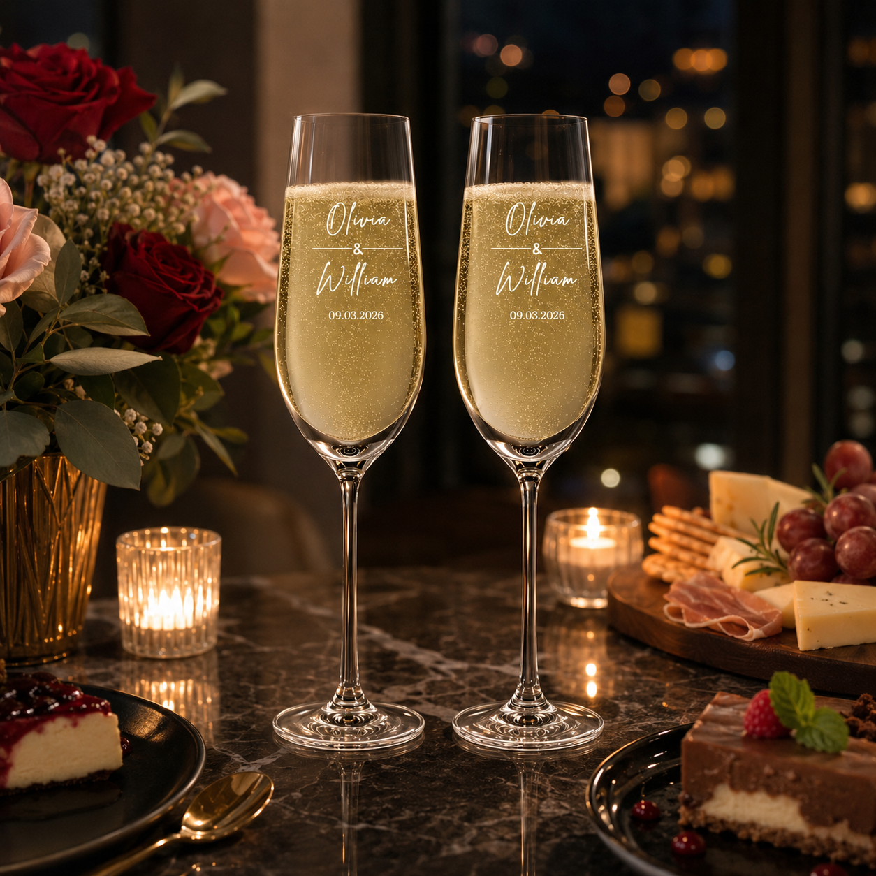 Personalized Champagne Flute Set
