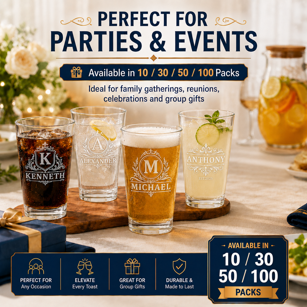Personalized Beer Glass Set 10 Pack