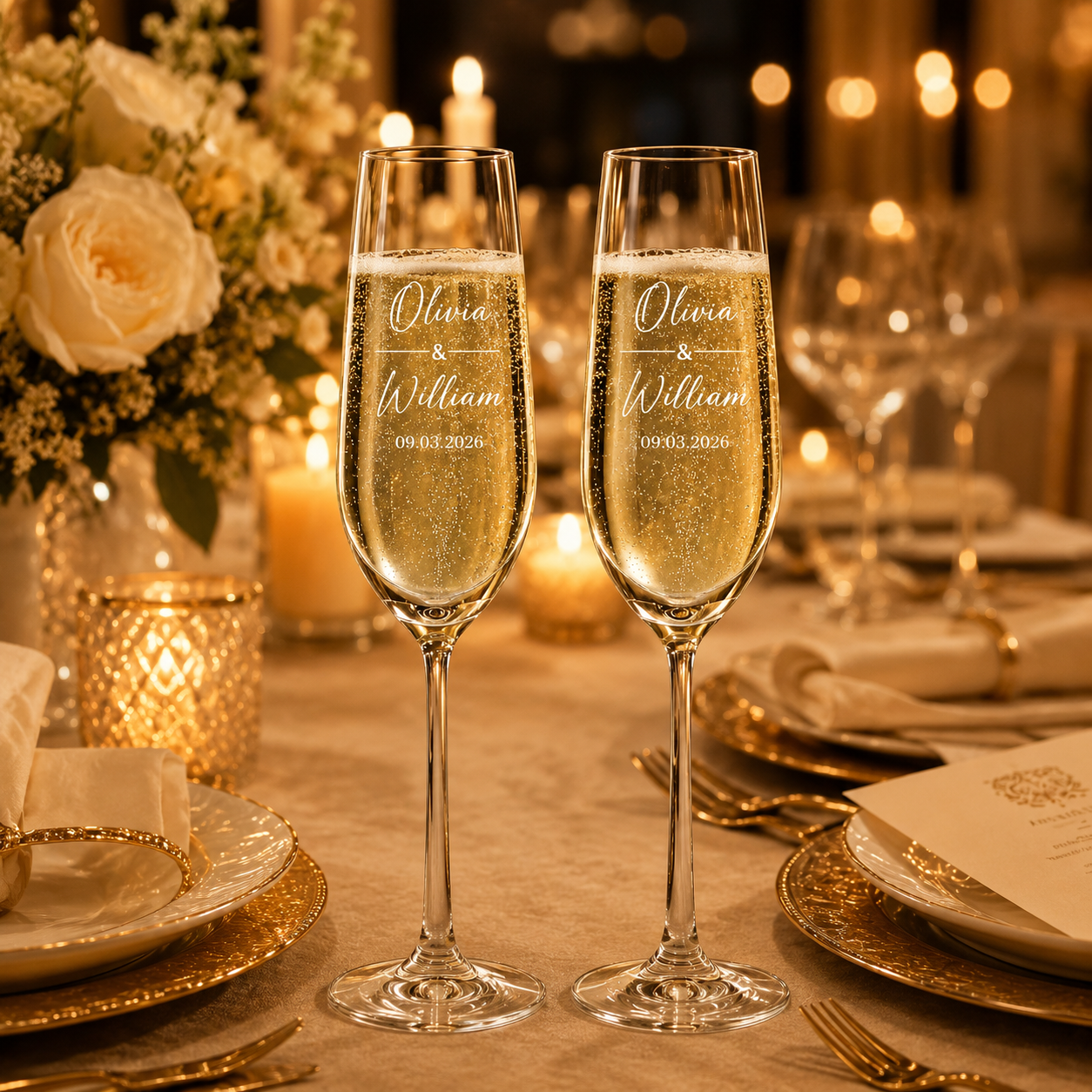 Personalized Champagne Flute Set