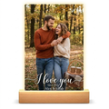 Personalized Acrylic Photo Night Light with Wooden LED Base