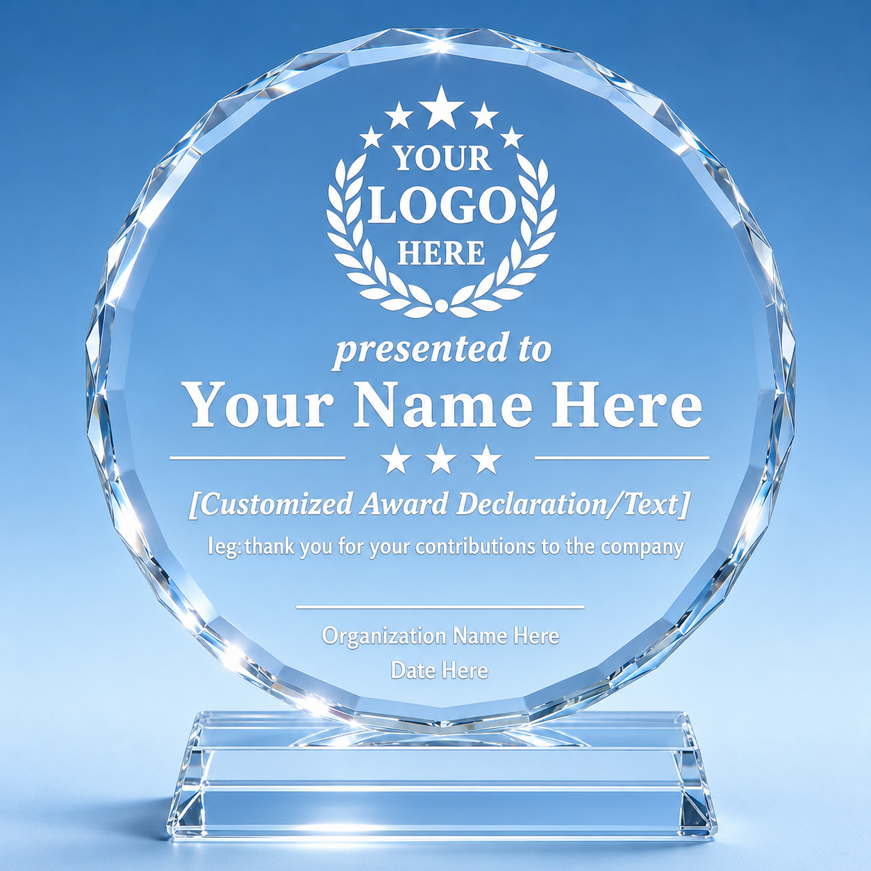 Personalized Sunflower Crystal Award – 4 Custom Text Designs with Gift Box