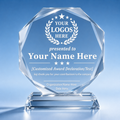 Personalized Octagon Crystal Award – 4 Custom Text Designs with Gift Box