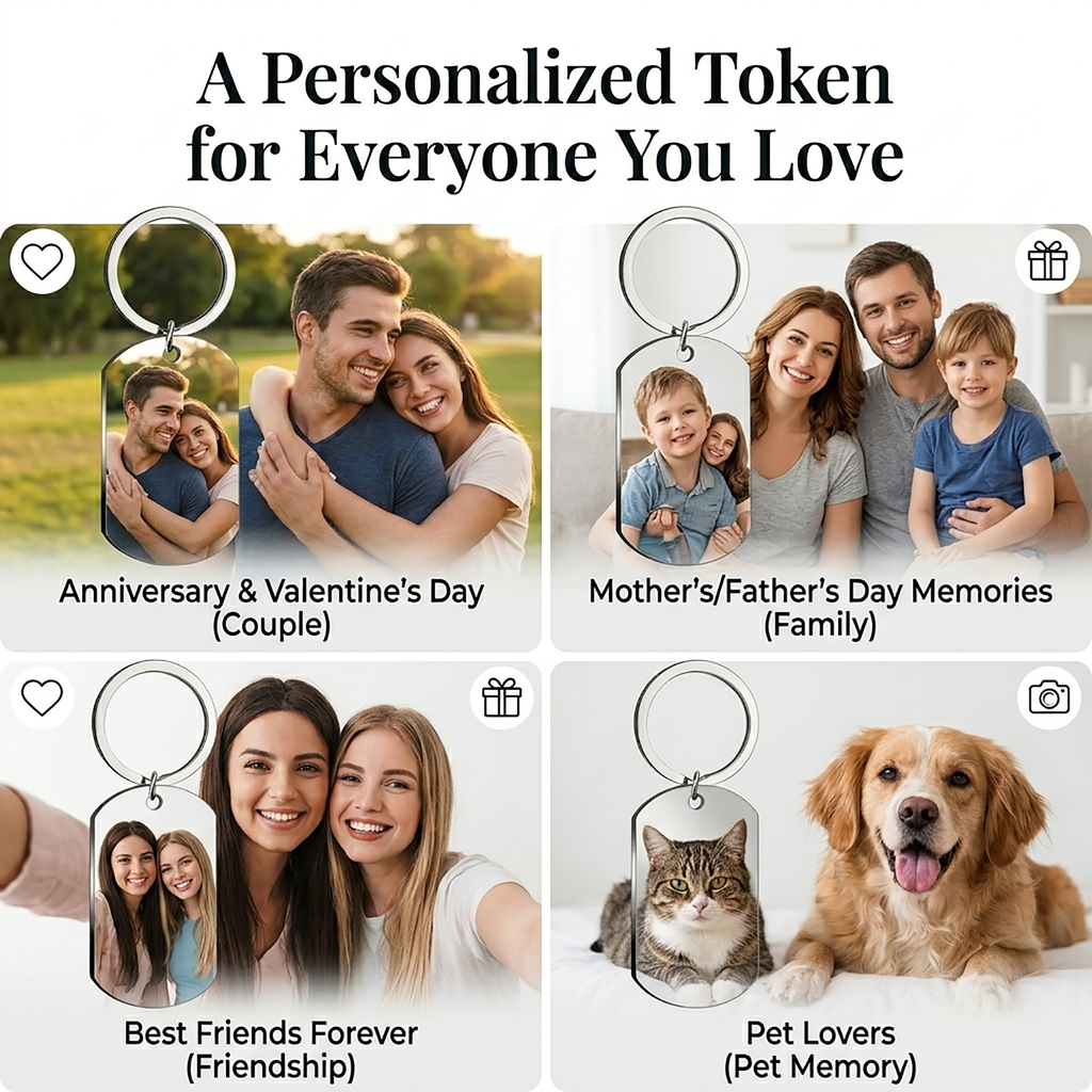 Personalized Photo Dog Tag Keychain
