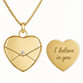 Personalized Gold-Tone Heart Locket Necklace – Custom Laser Engraved Message Gift for Her
