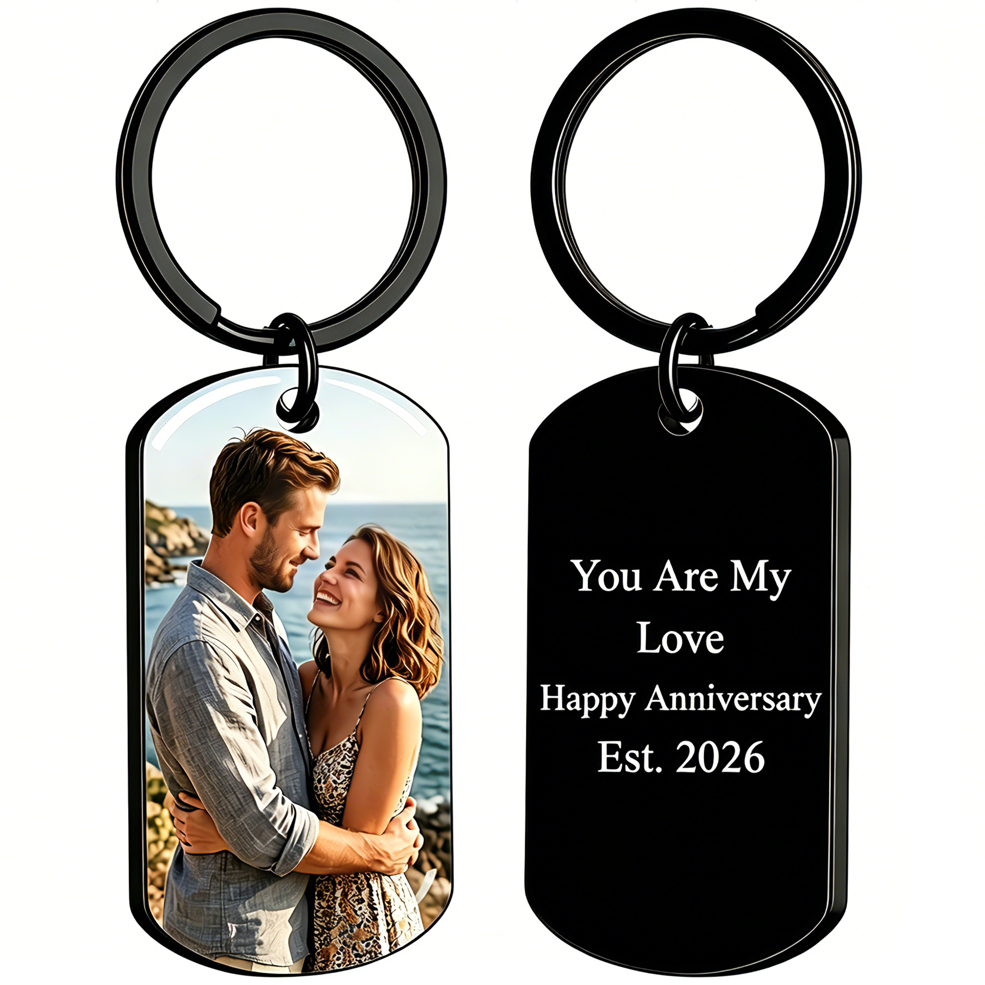 Personalized Photo Dog Tag Keychain