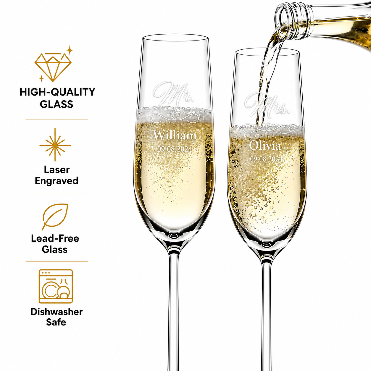 Personalized Champagne Flute Set