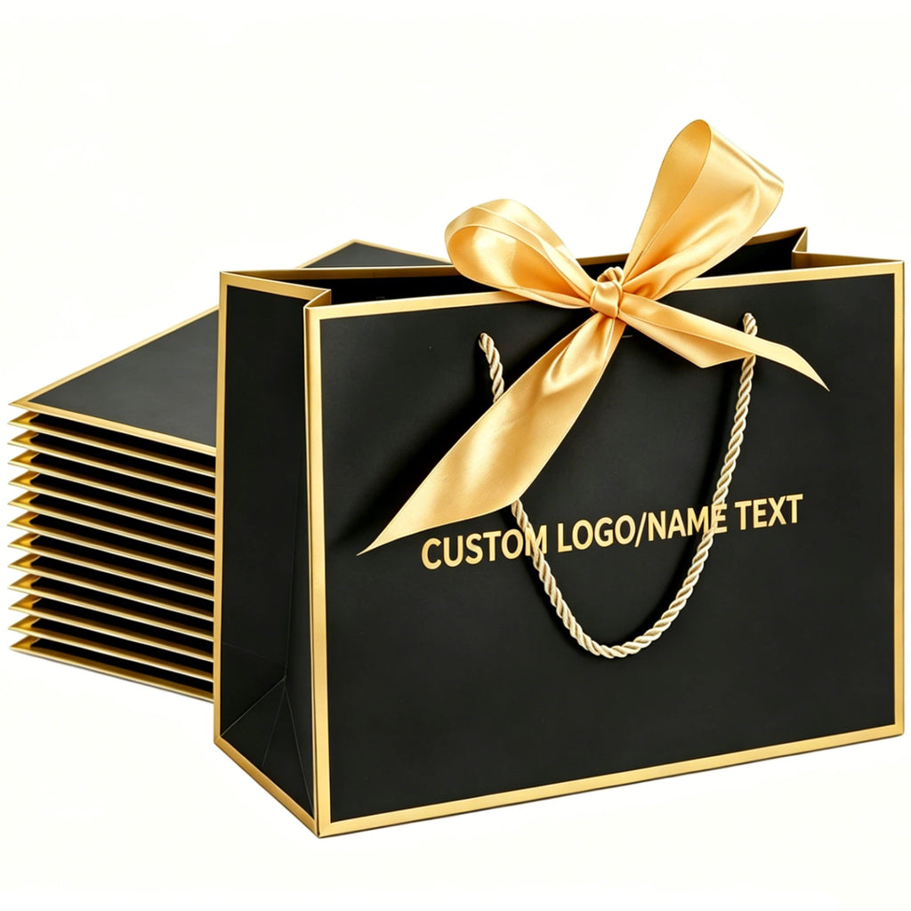 15 Pack Personalized Gift Bags with Ribbon – Custom Photo, Logo or Text