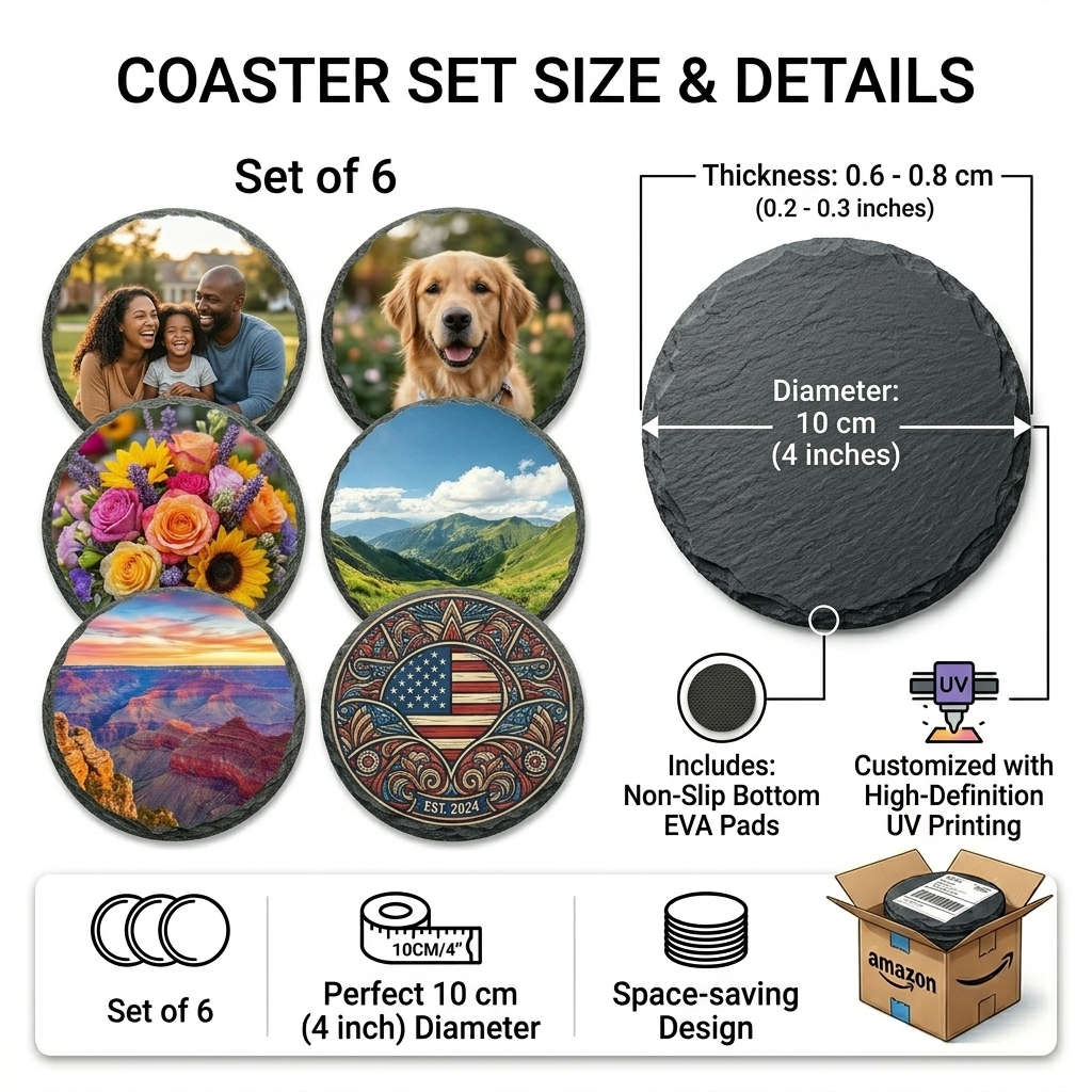 Custom Slate Coasters Set