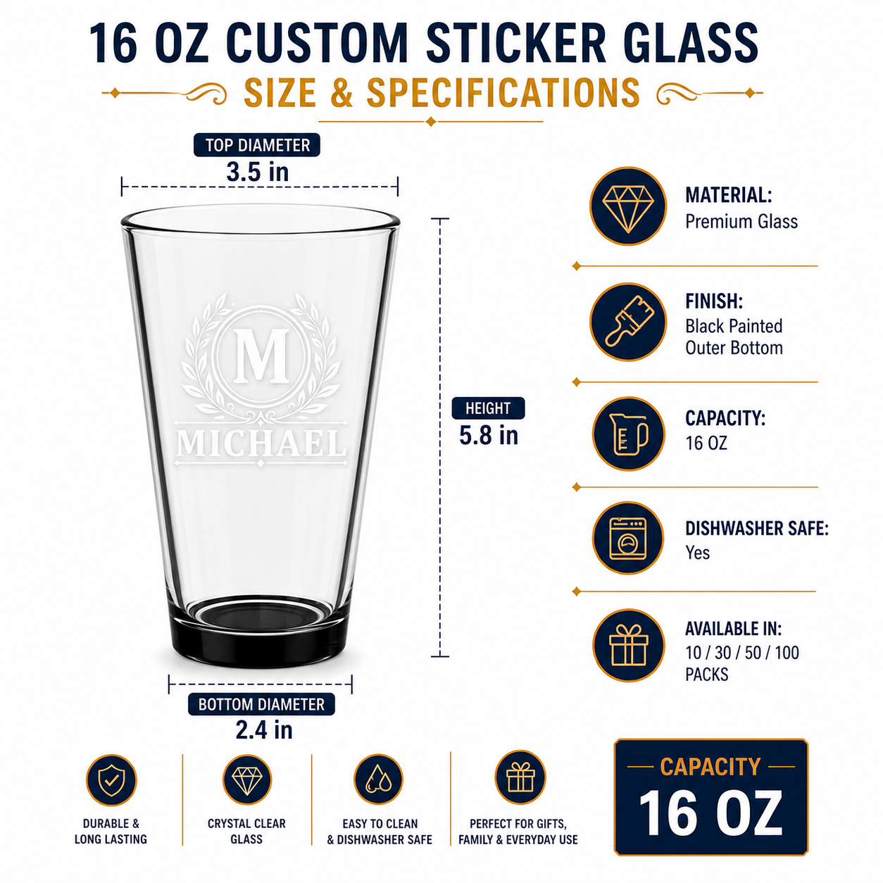Personalized Beer Glass Set 10 Pack