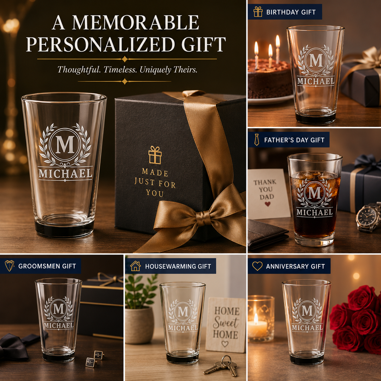 Personalized Beer Glass Set 10 Pack