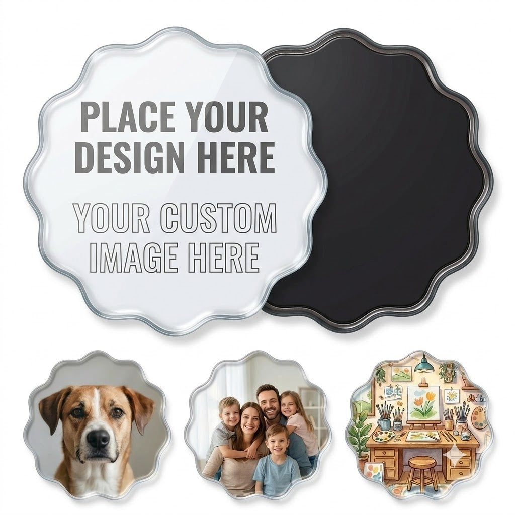 10-Pack Custom Acrylic Photo Magnets – Square or Sunflower