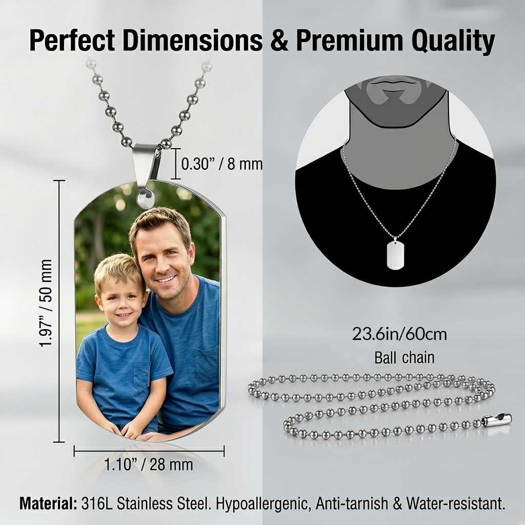 Personalized Photo Dog Tag Necklace