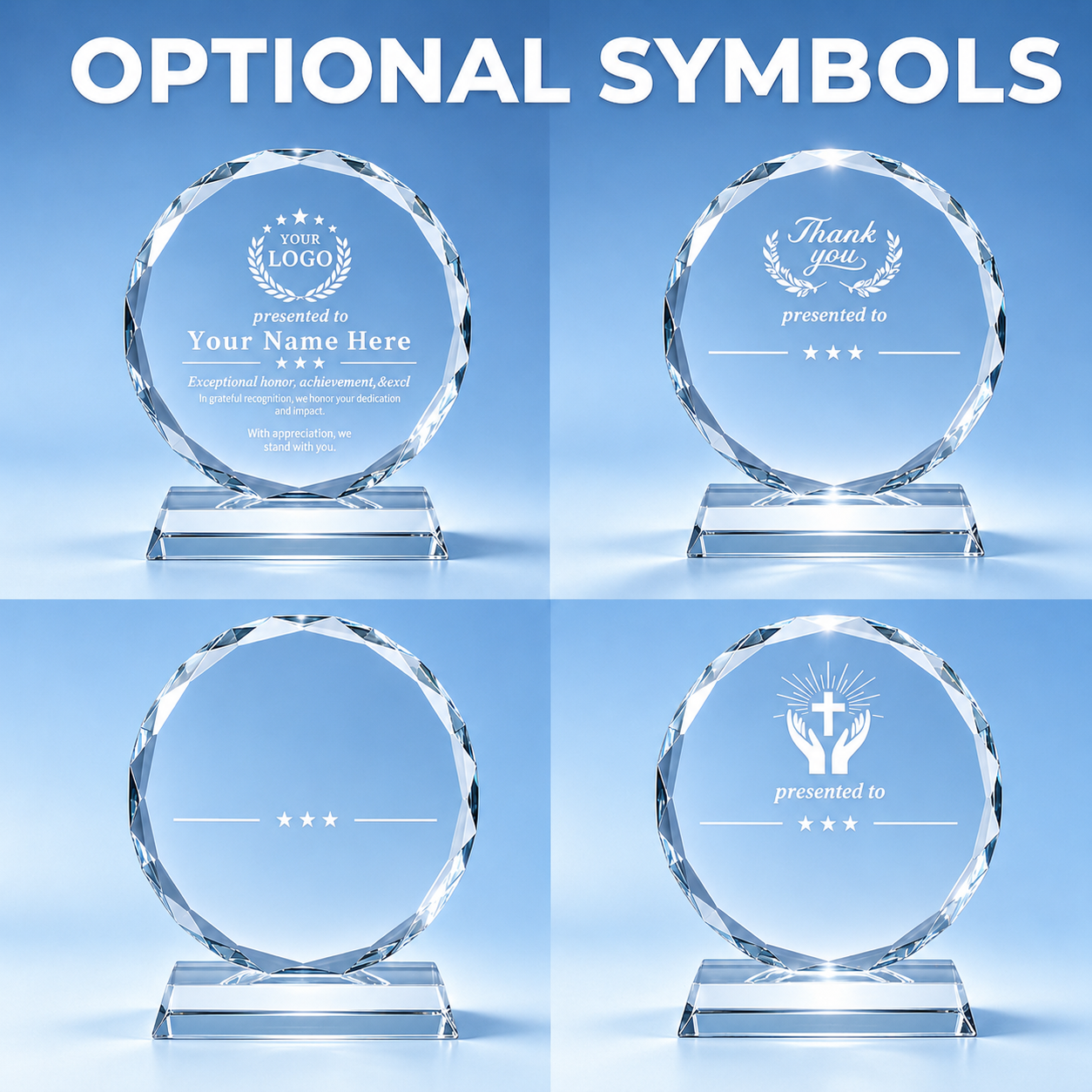 Personalized Sunflower Crystal Award – 4 Custom Text Designs with Gift Box