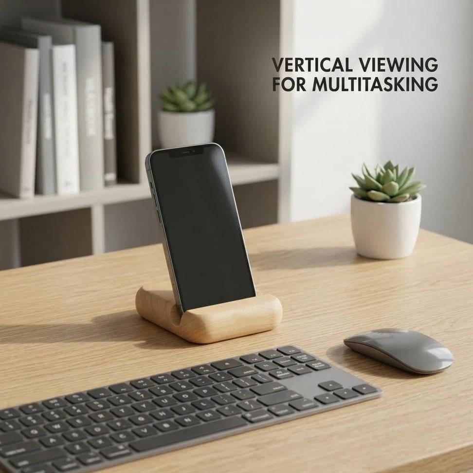 Personalized Wooden Phone Stand – Custom Logo or Text Desk Holder