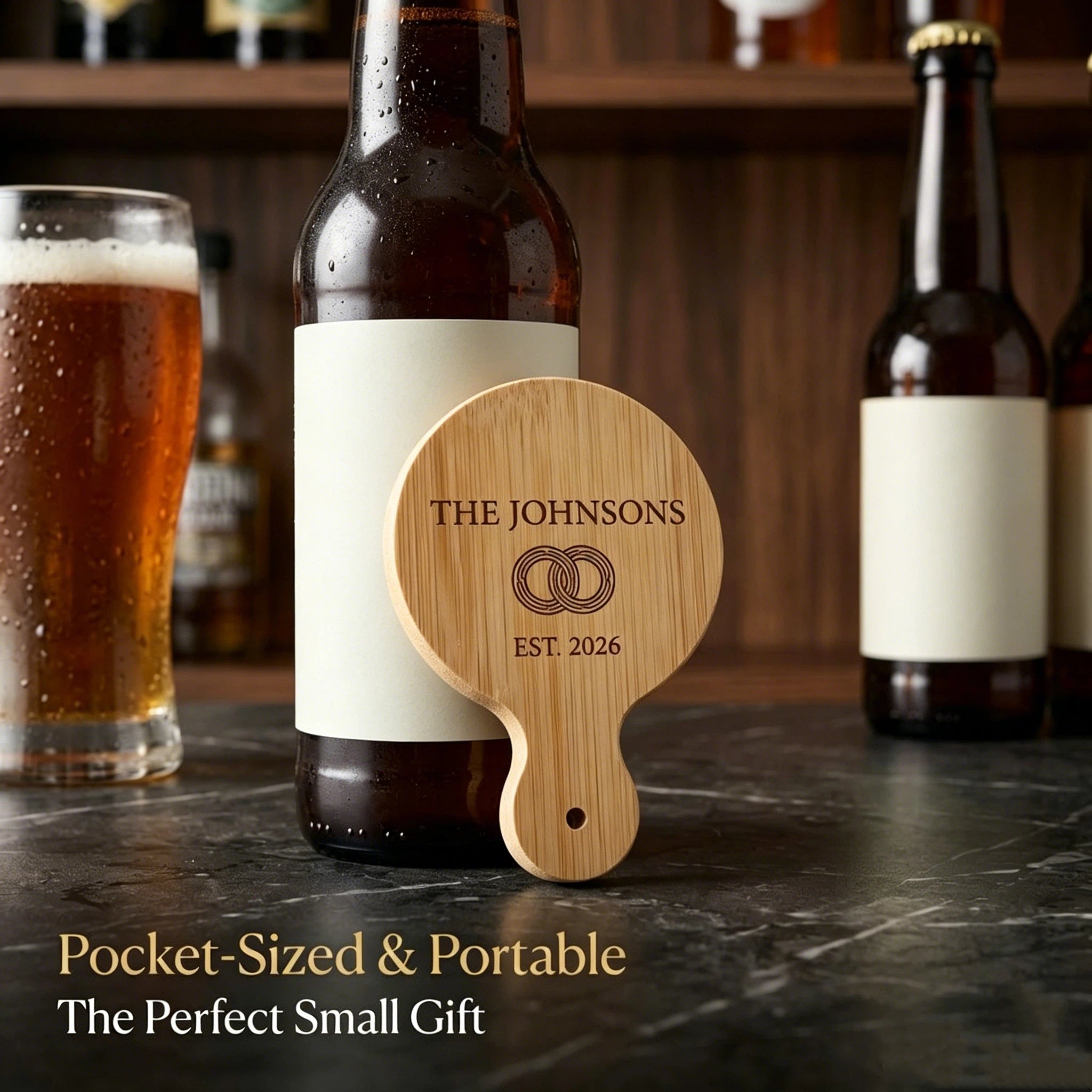 Personalized Bamboo Magnetic Bottle Opener – Custom Logo or Text