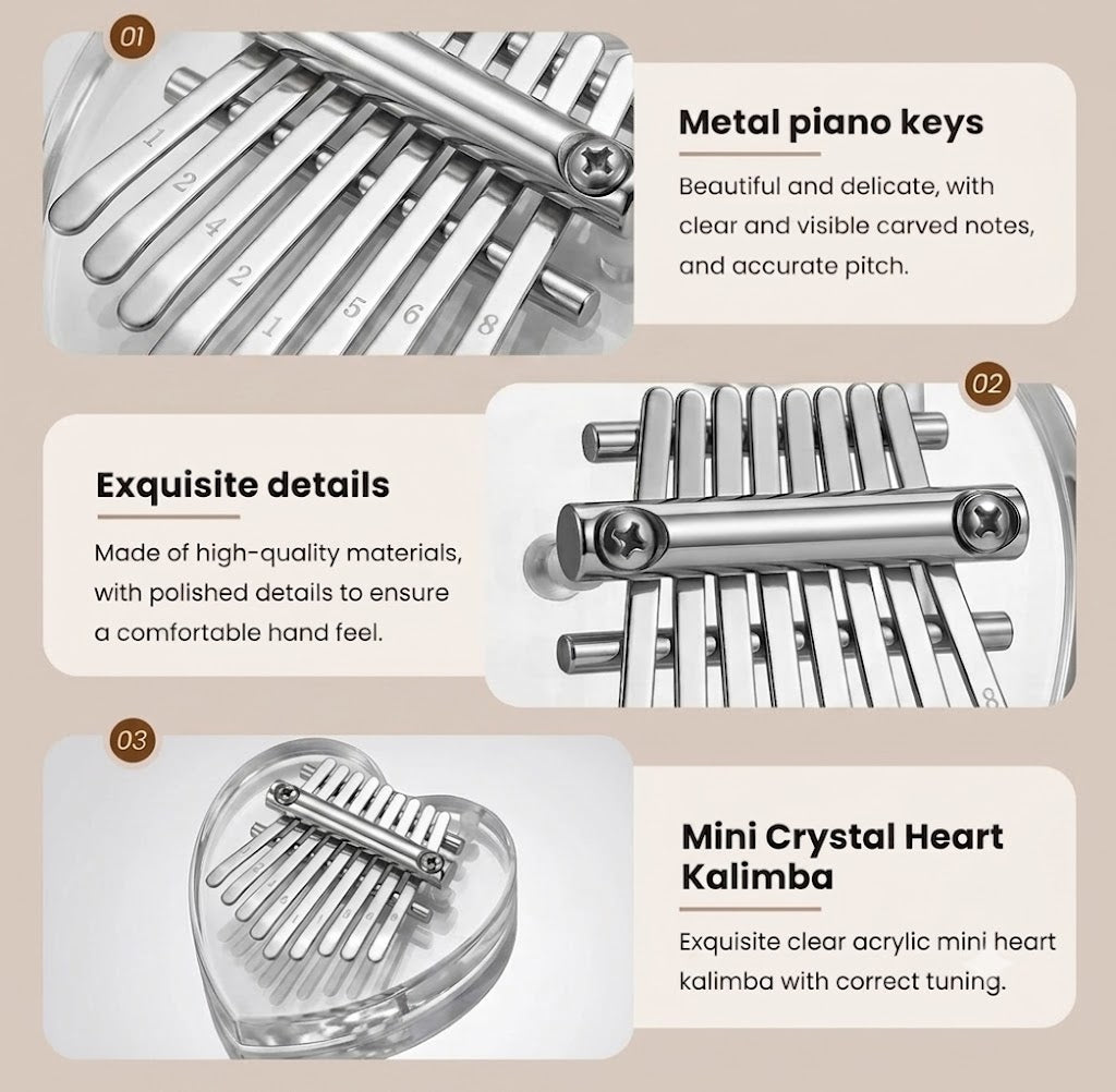 Personalized Mini Heart Shaped Thumb Piano 8 Key