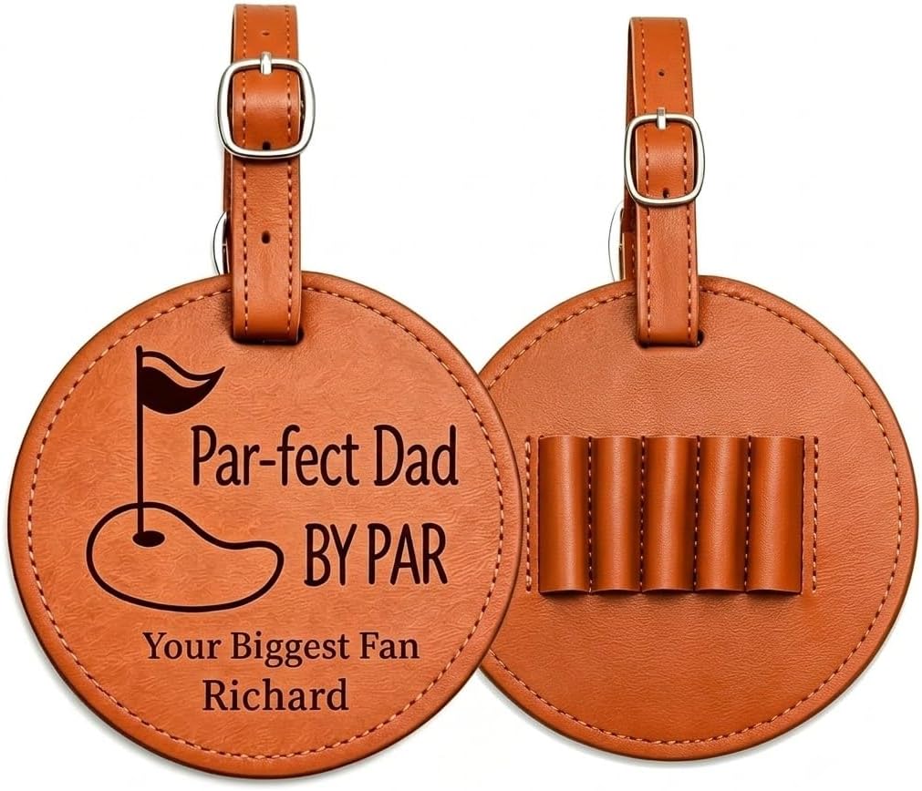 Personalized Golf Tee Holder Bag Tag with Name – Custom Golf Gift for Men