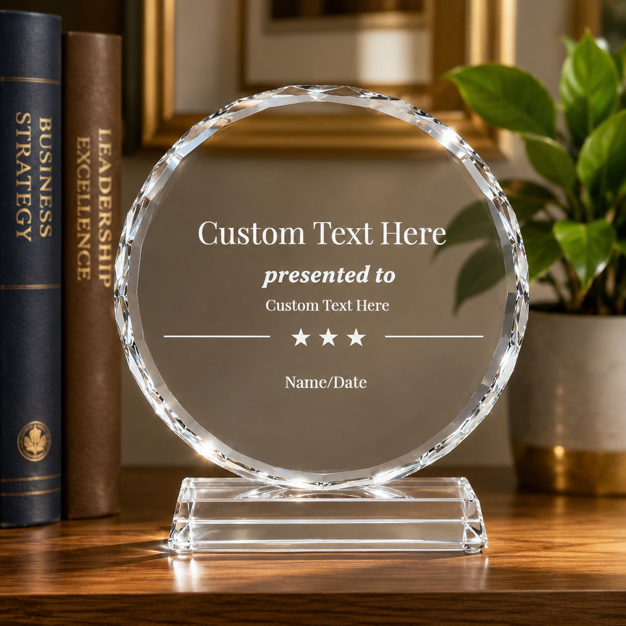Personalized Sunflower Crystal Award – 4 Custom Text Designs with Gift Box
