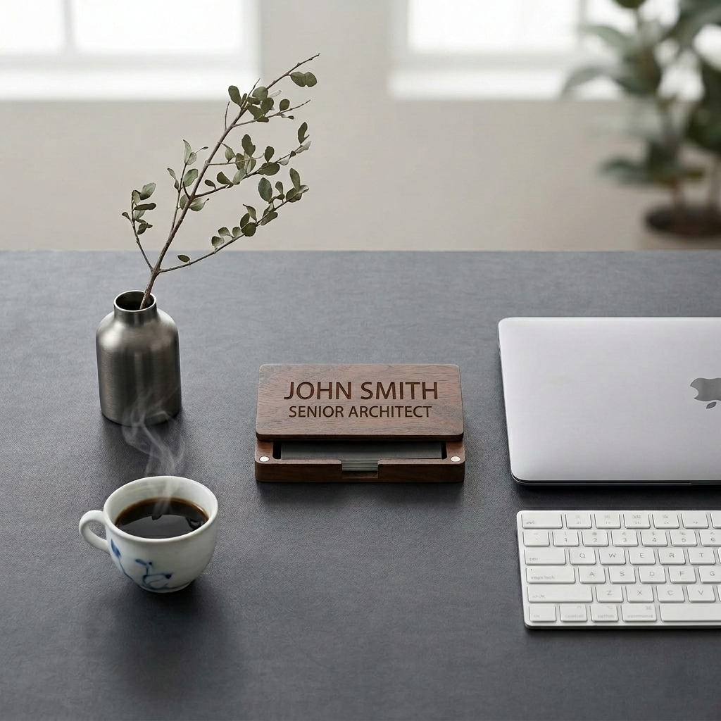 Engraved Wooden Card Holder