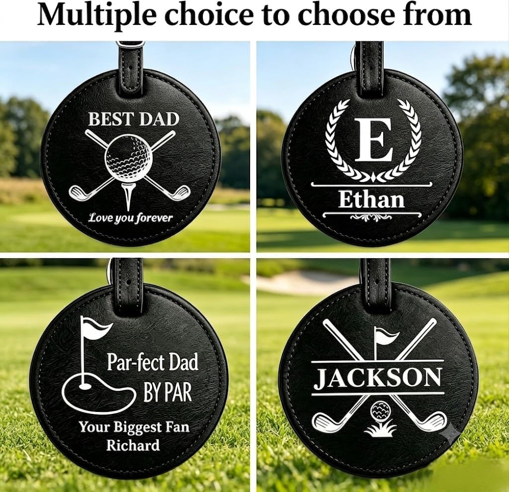 Personalized Golf Tee Holder Bag Tag with Name – Custom Golf Gift for Men