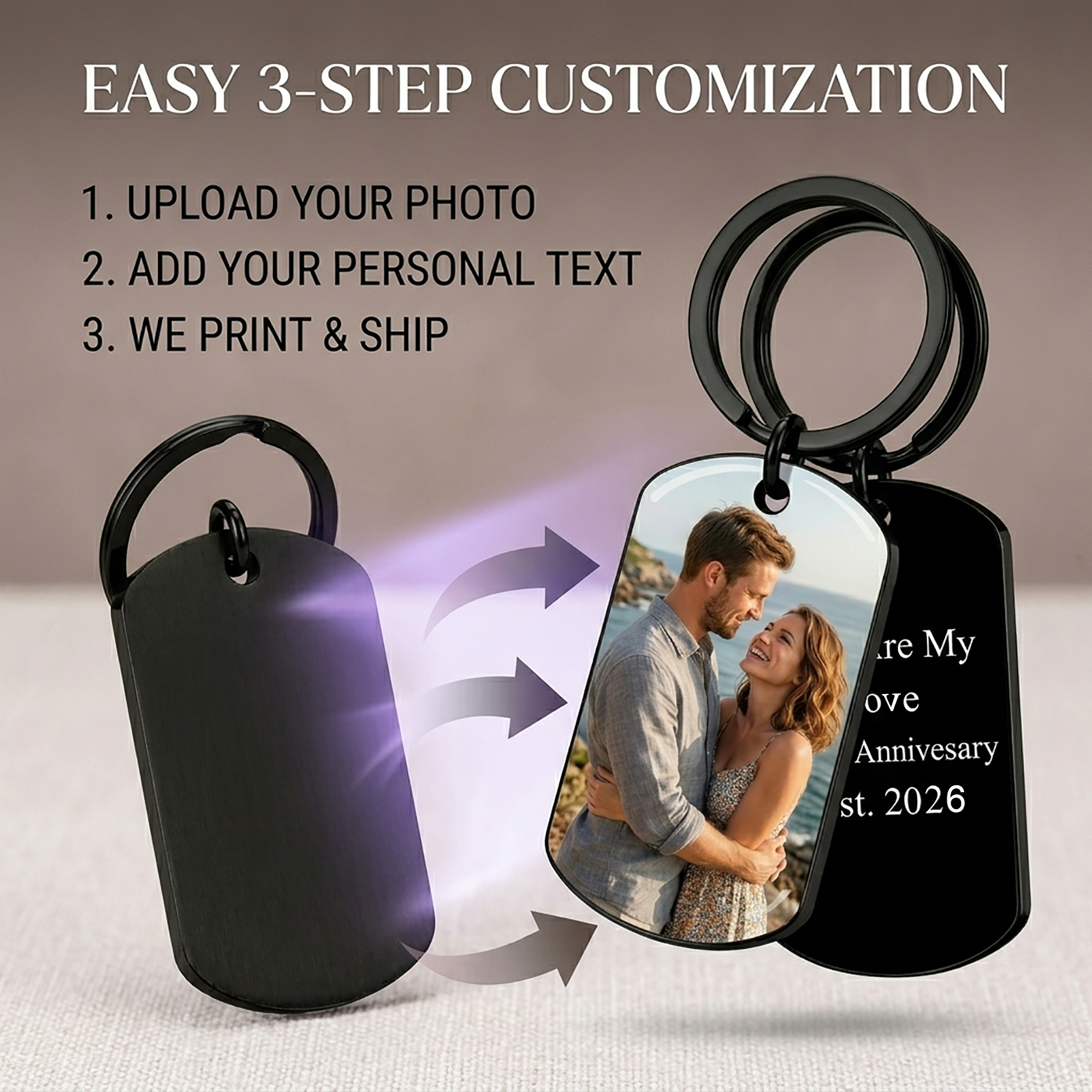 Personalized Photo Dog Tag Keychain