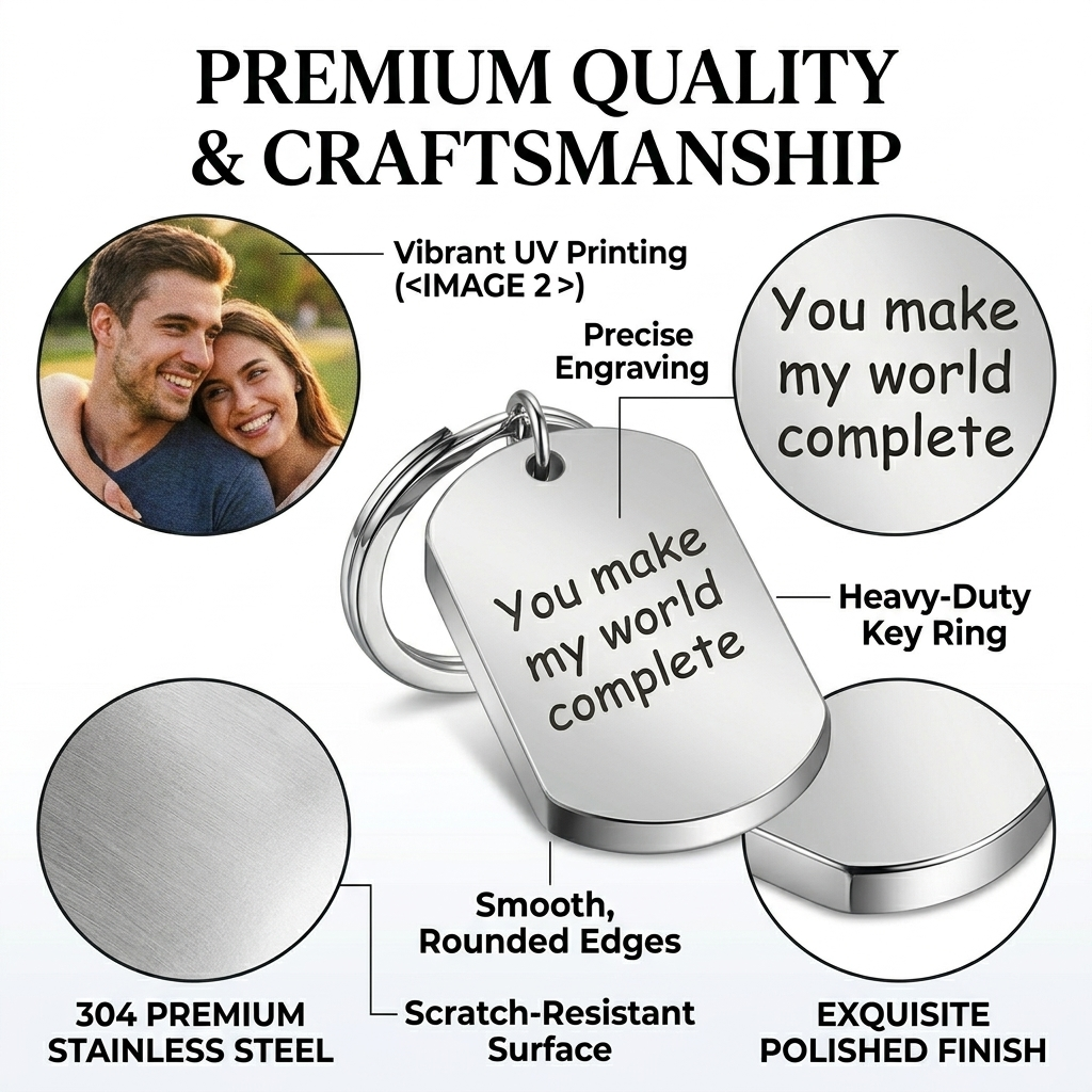 Personalized Photo Dog Tag Keychain