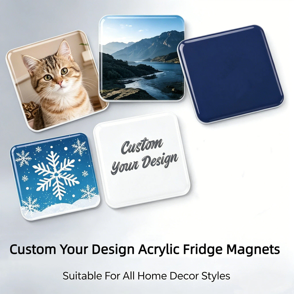 10-Pack Custom Acrylic Photo Magnets – Square or Sunflower