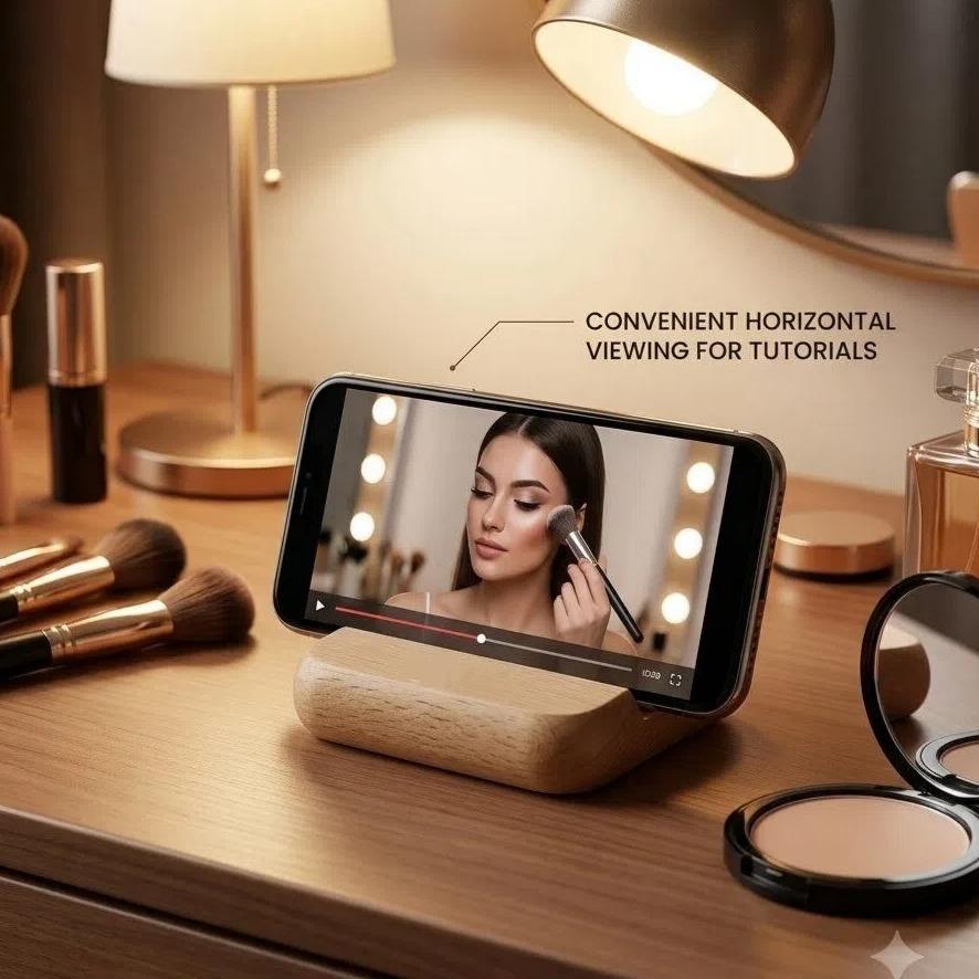 Personalized Wooden Phone Stand – Custom Logo or Text Desk Holder