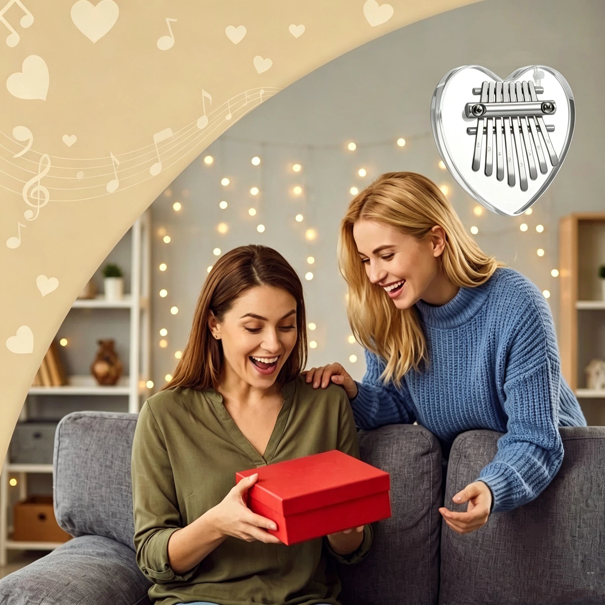 Personalized Mini Heart Shaped Thumb Piano 8 Key