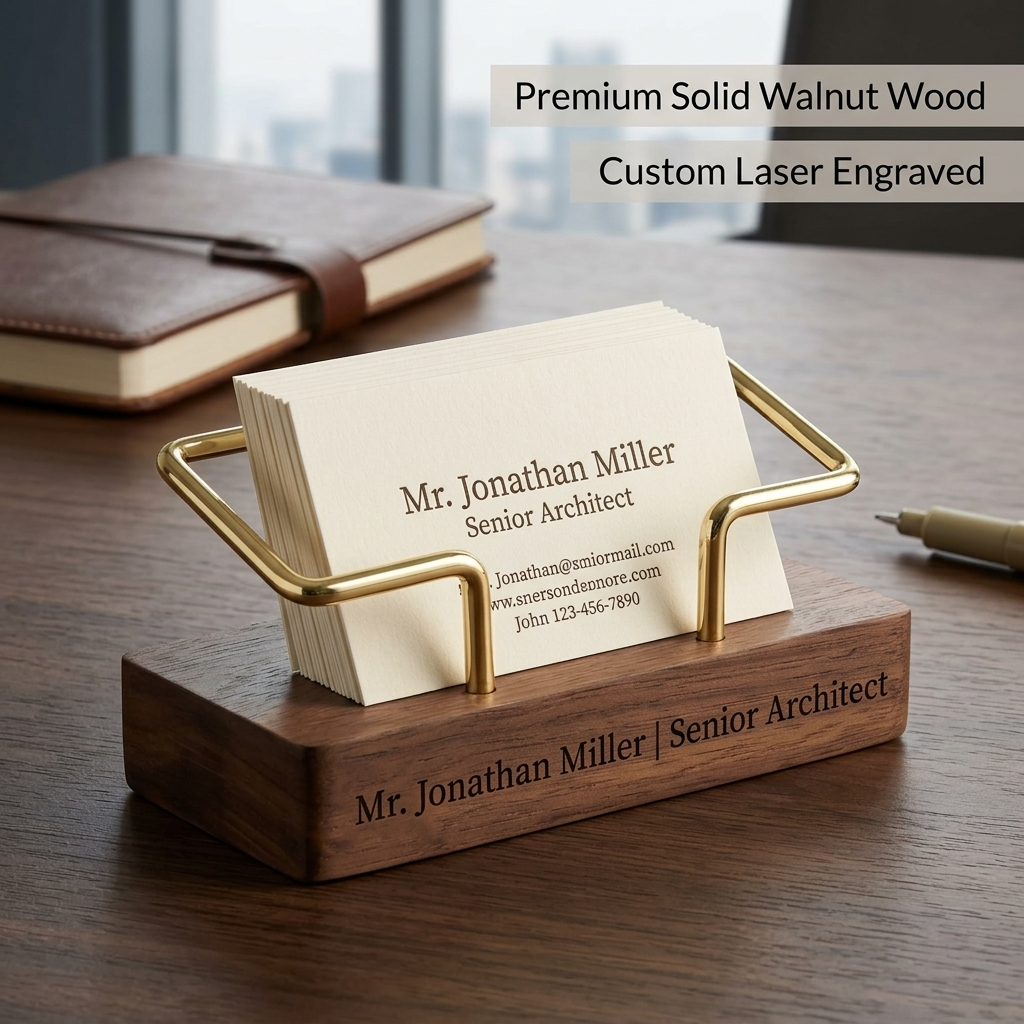 Wood and Brass Card Holder