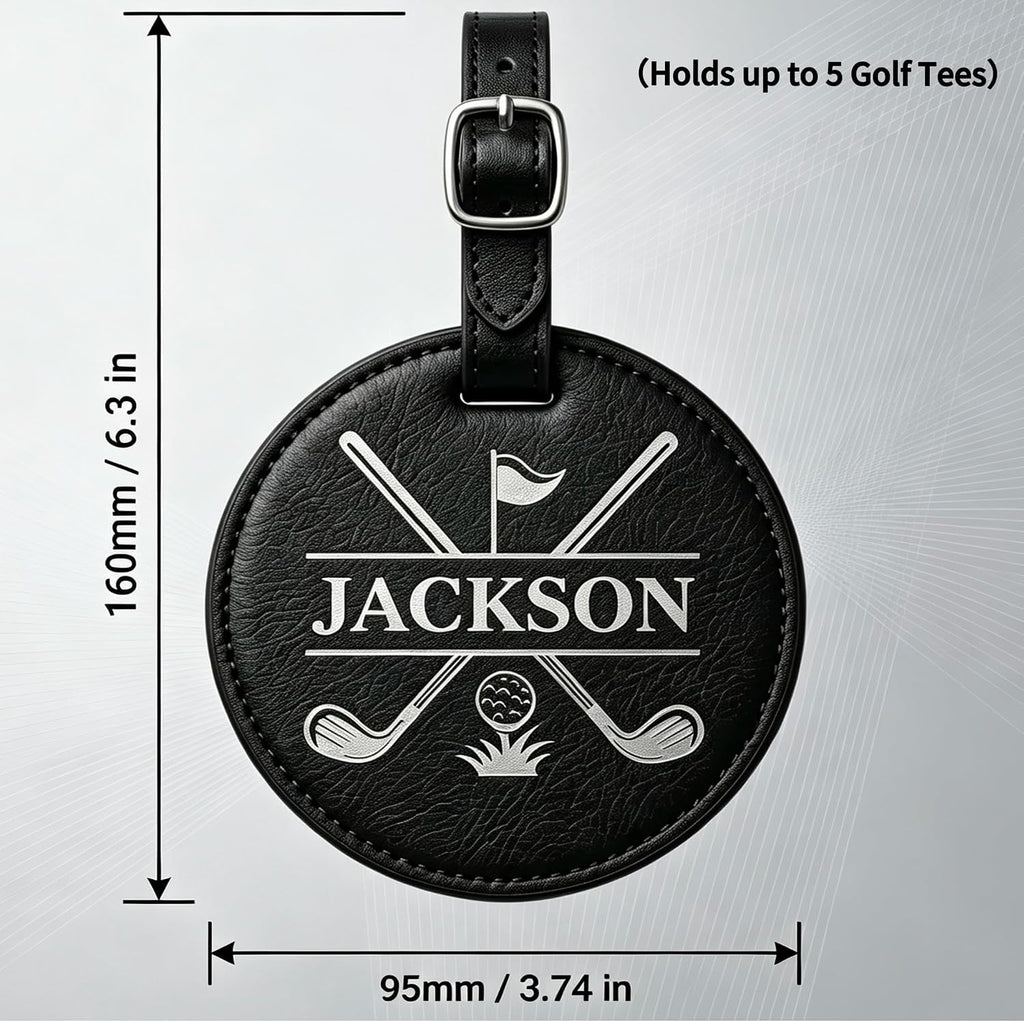 Personalized Golf Tee Holder Bag Tag with Name – Custom Golf Gift for Men