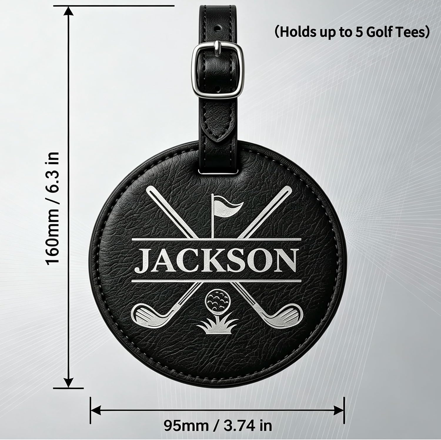 Personalized Golf Tee Holder Bag Tag with Name – Custom Golf Gift for Men