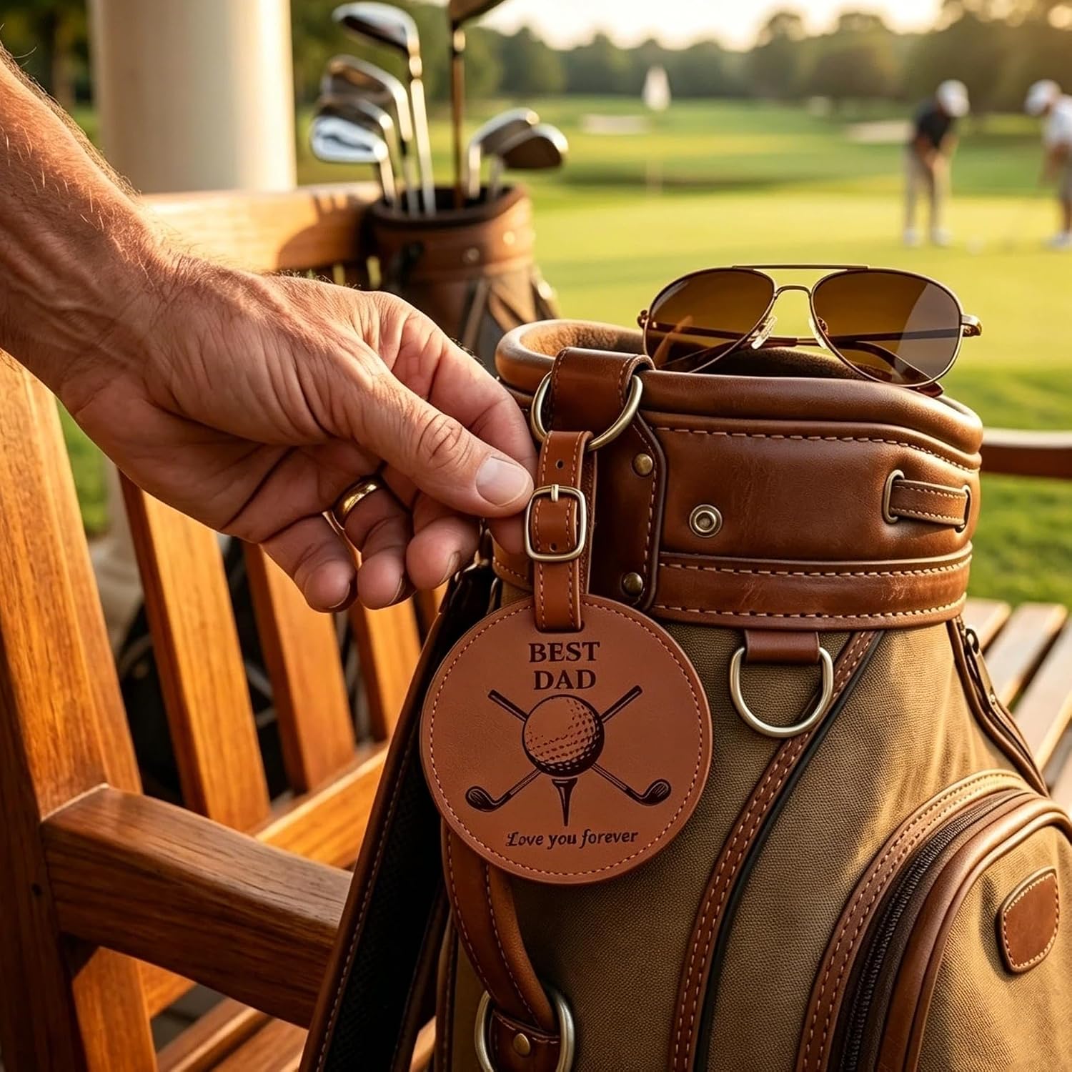 Personalized Golf Tee Holder Bag Tag with Name – Custom Golf Gift for Men