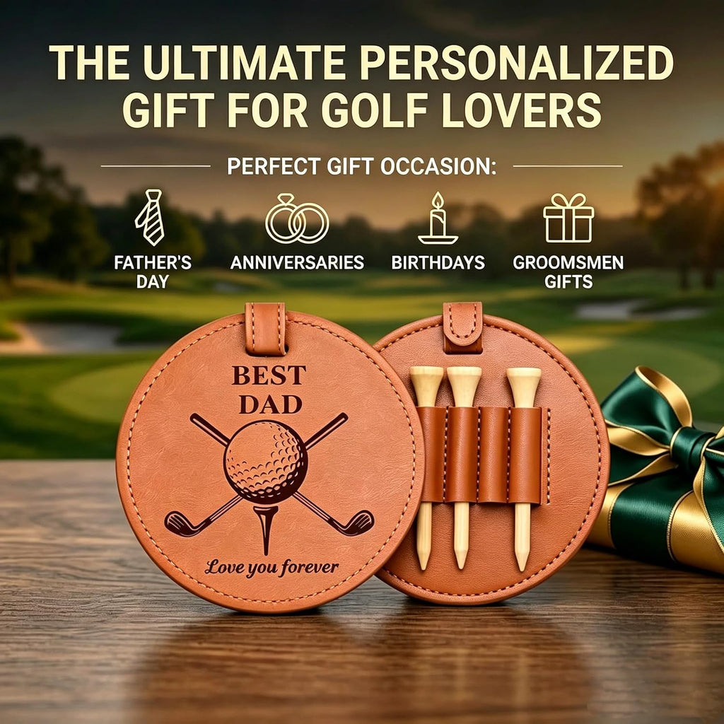 Personalized Golf Tee Holder Bag Tag with Name – Custom Golf Gift for Men