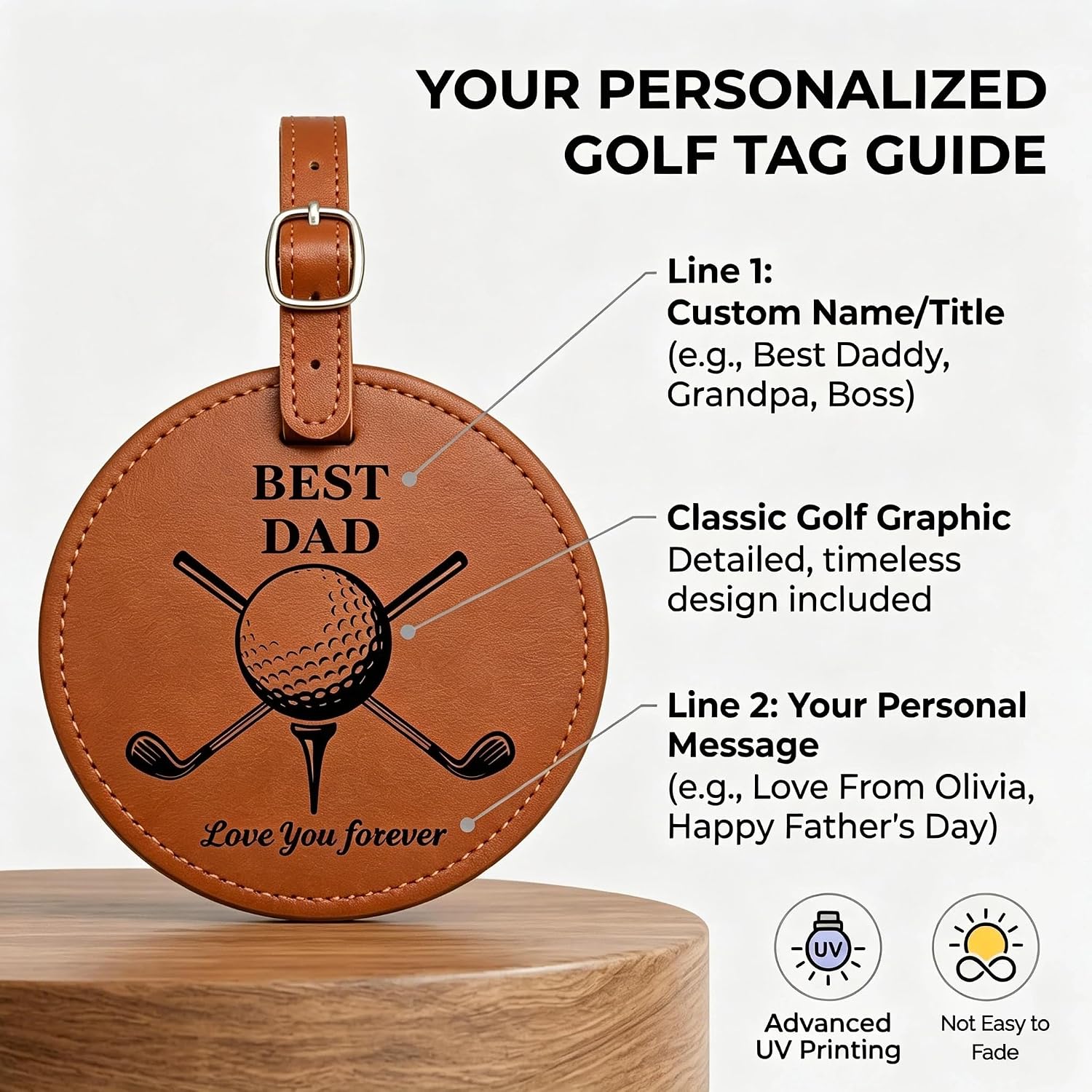 Personalized Golf Tee Holder Bag Tag with Name – Custom Golf Gift for Men