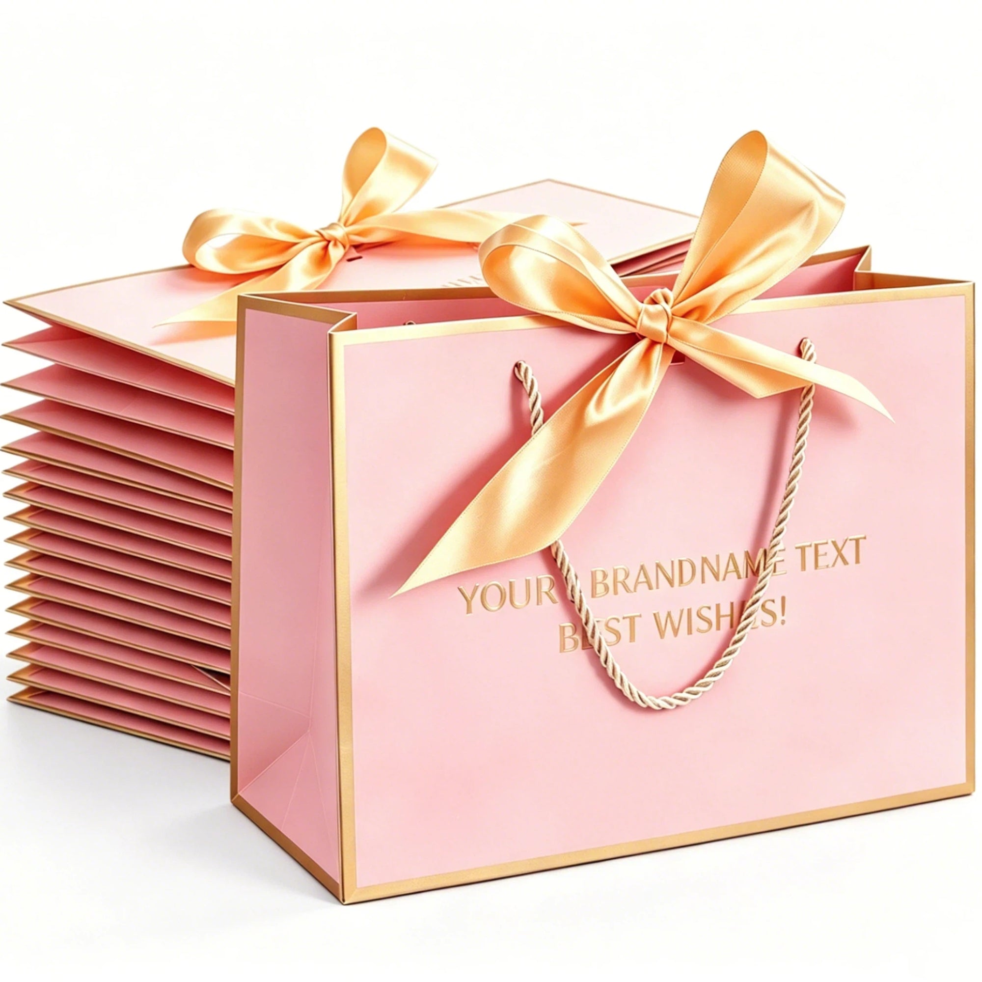 15 Pack Personalized Gift Bags with Ribbon – Custom Photo, Logo or Text