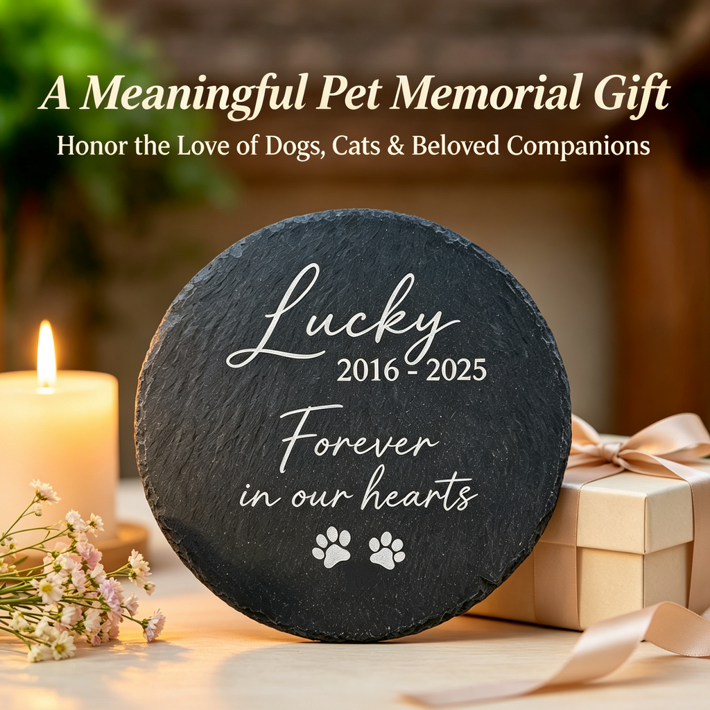 Personalized Pet Memorial Stone | Custom Engraved Natural Slate