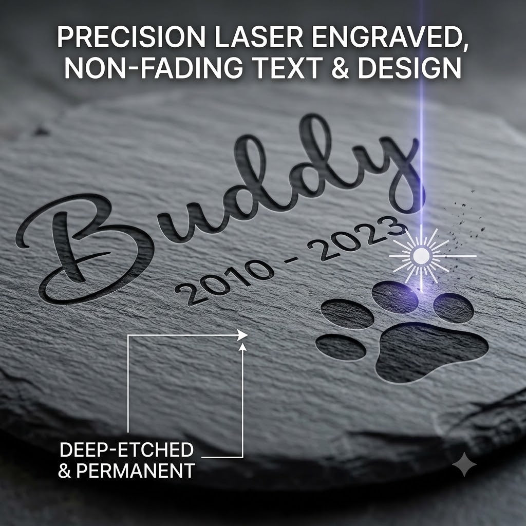 Personalized Pet Memorial Stone | Custom Engraved Natural Slate