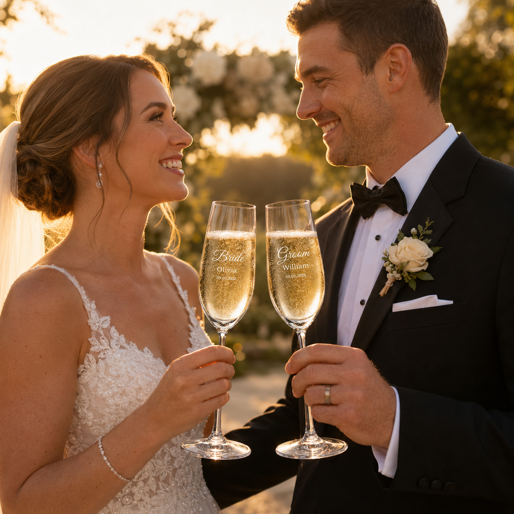 Personalized Champagne Flute Set