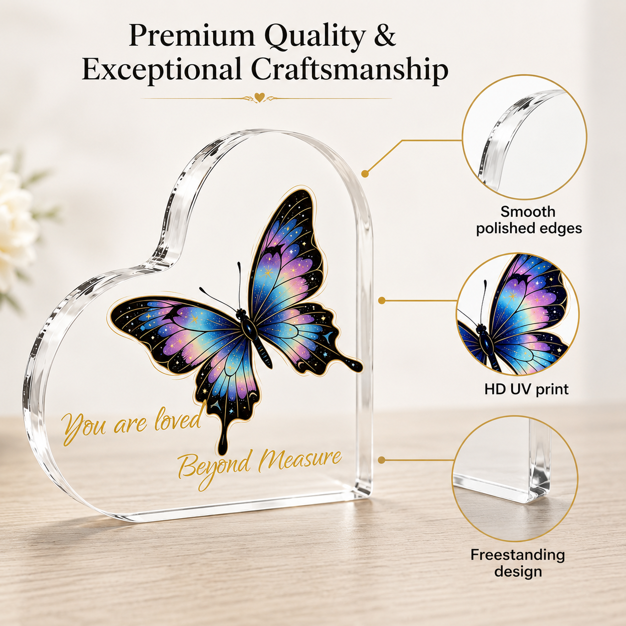 Personalized Heart Acrylic Plaque – Custom Text Gift for Her