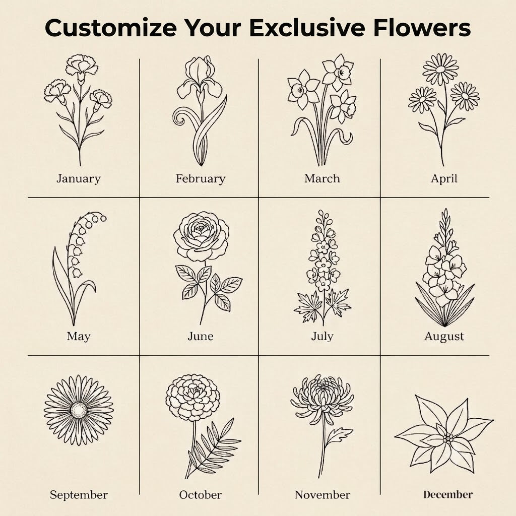 Personalized Birth Flower Velvet Jewelry Box – Custom Name Travel Jewelry Case for Women