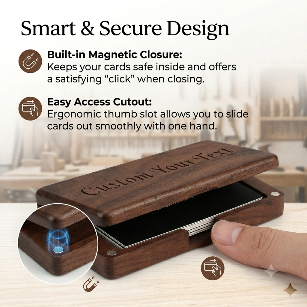 Engraved Wooden Card Holder