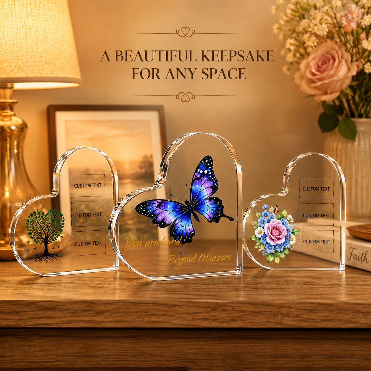 Personalized Heart Acrylic Plaque – Custom Text Gift for Her