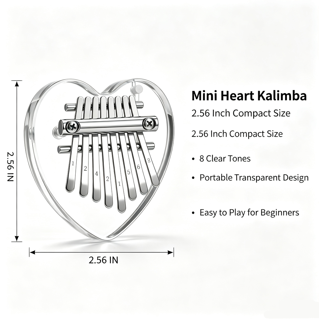 Personalized Mini Heart Shaped Thumb Piano 8 Key