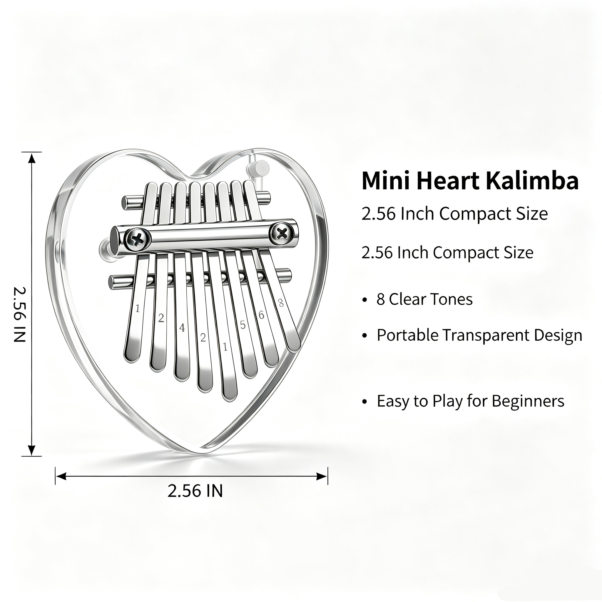 Personalized Mini Heart Shaped Thumb Piano 8 Key