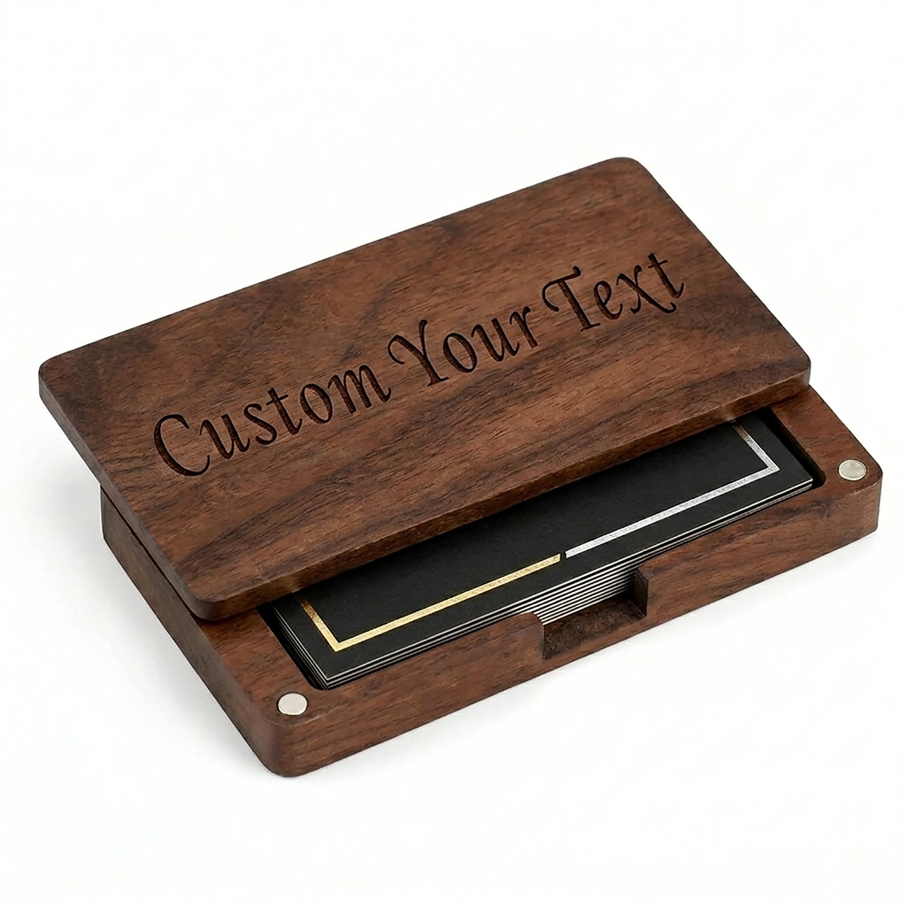 Engraved Wooden Card Holder
