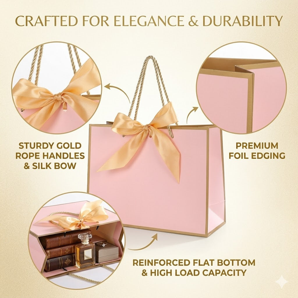 15 Pack Personalized Gift Bags with Ribbon – Custom Photo, Logo or Text