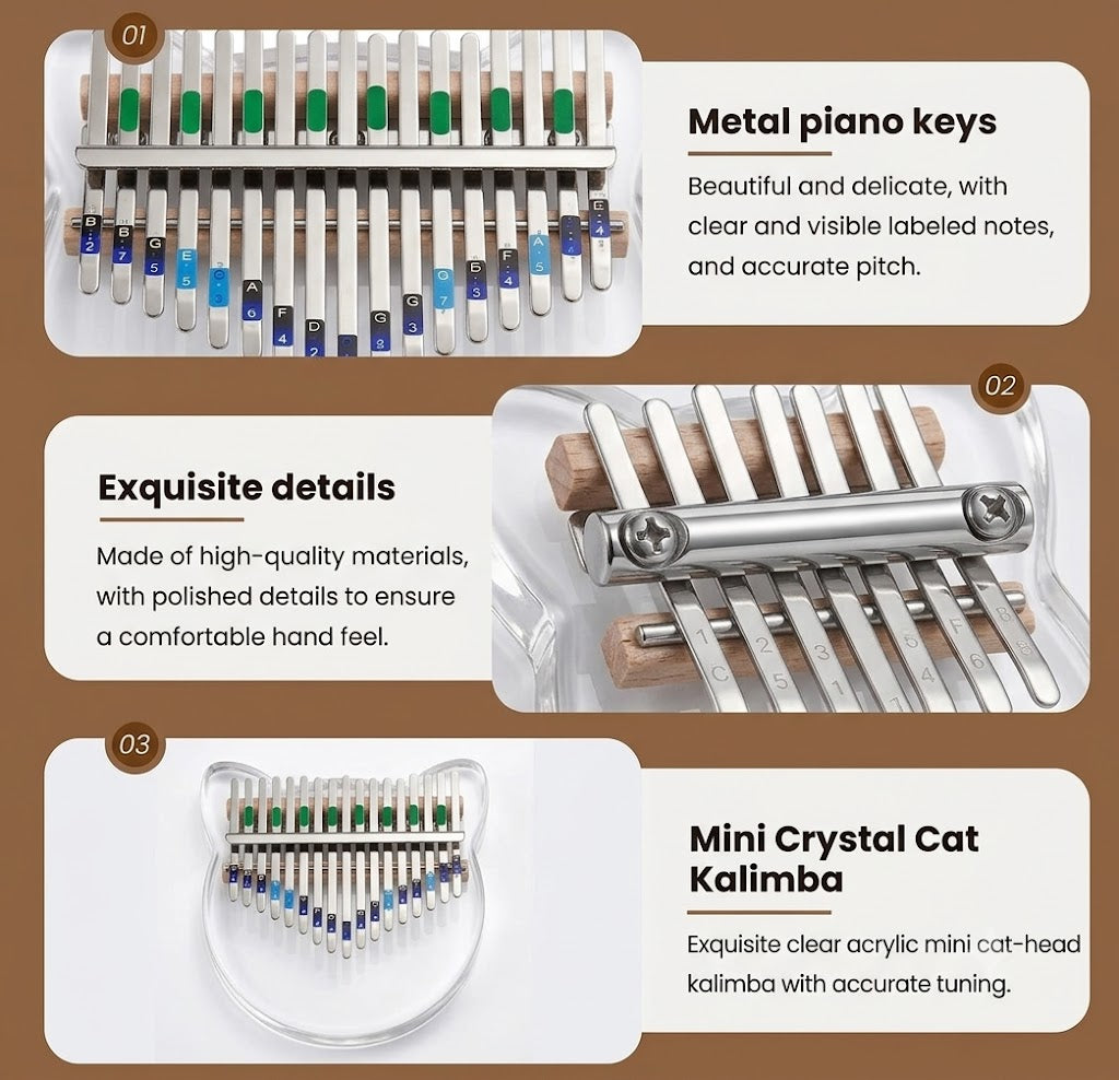 Personalized Crystal Cat Kalimba Thumb Piano